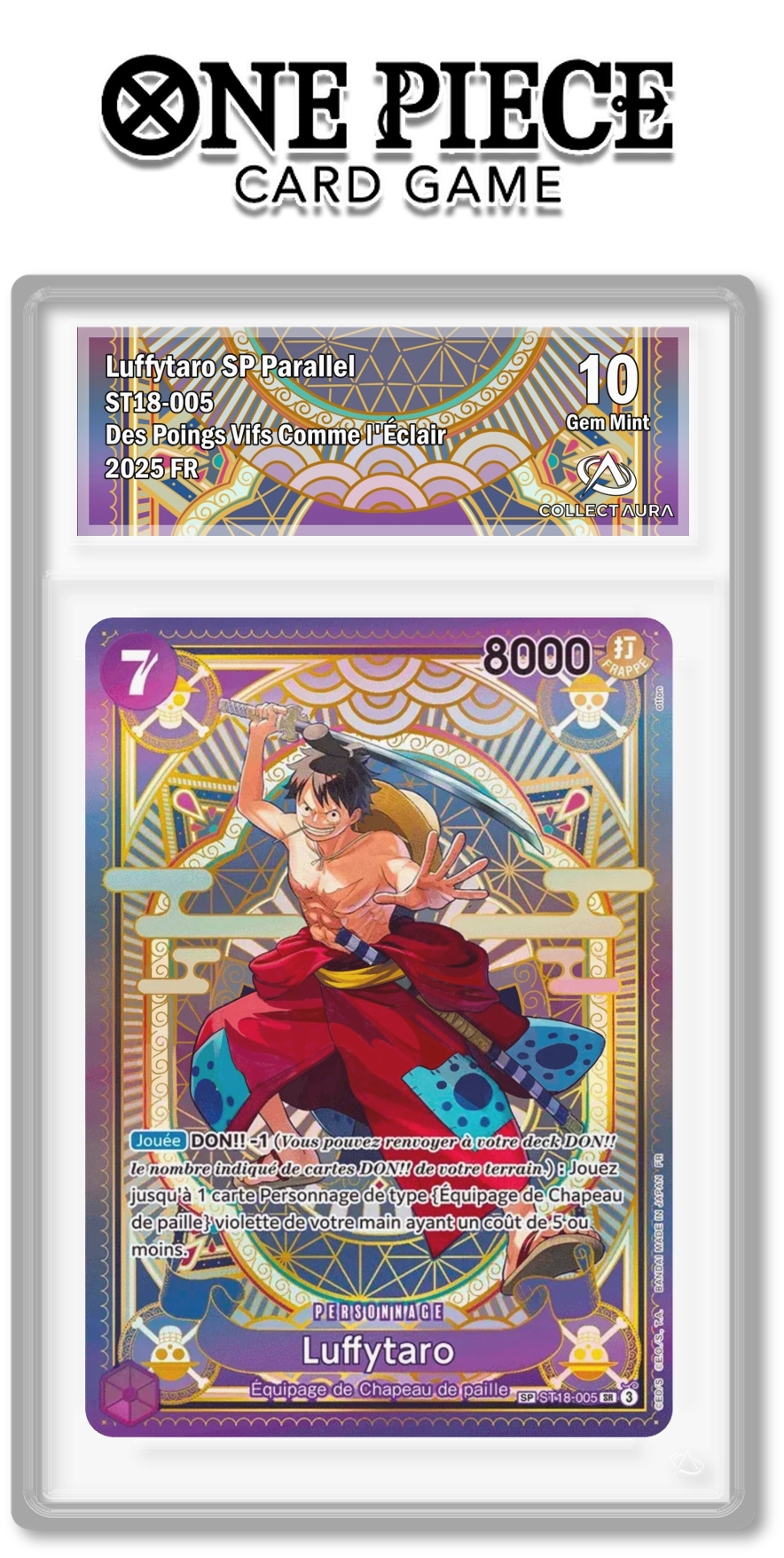 Carte One Piece avec étiquette personnalisée certifiée par CollectAura : Luffy